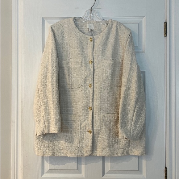 H&M Jackets & Blazers - H&M Cream Textured Blazer with Gold Buttons